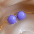 Polished purple acrylic ball stud earrings displayed on a gold-rimmed glass dish - Purple Round Ball Stud Earrings (S925 Sterling Silver Pin)
