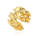 Detalle de anillo de estrella vintage dorado con perlas y banda abierta ajustable - Estrella de cinco puntas / Dorado