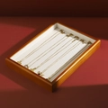 Solid wood rectangular jewelry display tray with cream fabric liner for necklaces - Brown Flat Tray-Linen New Style