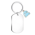 Silver stainless steel keychain with custom tag and blue octopus charm detail - Blue Octopus Charm