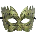 Antike Maske in Bronze und Grün mit Rankenschnitzerei für Maskenball und Halloween - Gezackt / Grün