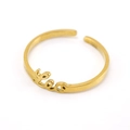Detail of gold Leo zodiac sign ring showing polished finish and adjustable open band - Leo / Gold