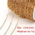 Golden 2.5x6.5mm paperclip chain in 14k gold plated stainless steel for jewelry making - 2 Meters/Bag / Gold (2.5mm)