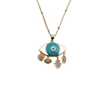 Gold evil eye necklace with colorful heart, lips and hamsa hand enamel pendants - 0220CX Style / 40CM Bead Chain