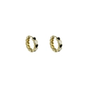 Détail de boucles d'oreilles cœur géométriques dorées avec émail noir et blanc - Or/Émail Cœur Noir et Blanc