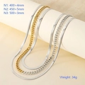 Three-layer layered Cuban and blade chain necklace set in gold and silver finish - Gold and Silver 3-Layer Snake Round Combo (KN288925-Z)