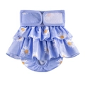 Mutandine igieniche per cani femmina blu con motivo a margherite e chiusura in velcro regolabile - Taglia L / Blu chiaro margherita