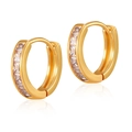 Pendientes de aro bañados en oro de 18K con circonitas cuadradas en fondo blanco - Oro con circón blanco (KE0822-1)