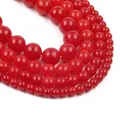 Detailed macro view of red chalcedony beads with natural ice crack textures - Red Cracked Stone