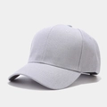 Detail of light gray baseball cap in cotton twill fabric with structured crown and curved brim - Light Gray