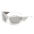 Gafas de sol Y2K futuristas con montura transparente y cristales gris oscuro - Montura Transparente Espejo Plateado