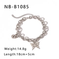 Detailed shot of silver Cuban link chain bracelet with butterfly charm and lobster clasp - Hollow Butterfly Pendant Thick Chain (NB-B1085)