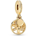 Golden tree of life charm bead with sparkling crystals for DIY bracelets and necklaces - 019-Tree of Life Disc