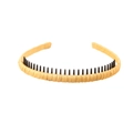 Yellow floral fabric headband with black non-slip comb teeth for summer hair styling - 127 Solid-Yellow