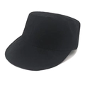 Detalle de la gorra de ante negro con corona plana y estructura de diseño de seis paneles - M (56-58cm) / Negro