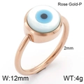 Roségoldener Ring mit Perle und bösem Blick, 2mm Bandbreite und 12mm Motiv - Größe 7 / Ring / Roségold (KR82952-KGC)