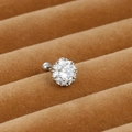 Macro shot of silver flower helix stud with micro-pave cubic zirconia on velvet - Flower Cluster
