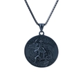 Collana con ciondolo San Michele Arcangelo nero opaco con catena a maglia squadrata - Pendaglio Nero - Senza Catena (B0424)