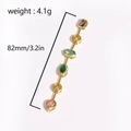 Detailweergave van de zirkoon hanger met afmetingen 82mm lengte en 4,1g gewicht - Geometrische Lange Goud Stijl (金色款式2)