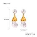 Elegant gold drop earrings with pearl and resin waterdrop pendant 4.32cm height - F1119 Gold Clear Resin Drop