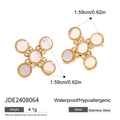 Gouden roestvrijstalen oorknopjes met paarse edelsteen en witte zirkoon accenten - Kruis Stijl (JDE2408064)