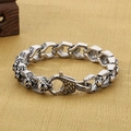 Pulsera de calavera vintage para hombre en acero inoxidable con diseño punk gótico - Color acero