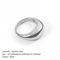 Minimalist silver stainless steel finger ring featuring a fluid mirror finish design - US5 / Rounded Minimalist Dome Ring / Silver