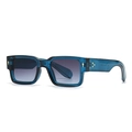 Retro square sunglasses in transparent deep blue frame with grey gradient lenses - Blue Frame Gradient Grey Lens