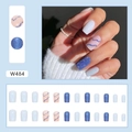 Ice blue press-on nails with glitter wavy patterns and 24-piece full set display - Icy Pale Blue (W484)