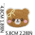 Detailed view of brown teddy bear embroidery patch with precise dimensions 5.8x4.8cm - Style 13 (Bear Head with Pink Blush)