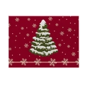 Dettaglio tovaglietta natalizia rossa in lino con stampe di alberi e fiocchi di neve - CD27-1 (Albero di Natale rosso) / 30*45CM Cotone Lino
