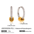 Dettaglio orecchini bicolore in acciaio inossidabile con diamanti bianchi e misure - Acciaio inossidabile/Zirconia / JDE0305056-PS-1/Cerchi in Argento con Zirconi
