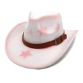 Dettaglio cappello cowboy bianco con stelle rosa e tesa sfumata in feltro - M (56-58cm) / Bianco