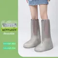 Couvre-chaussures de pluie hauts gris réutilisables avec élastique, pack de 6 - Couvre-chaussure Haut (6 Pièces - 180g) / Gris thé