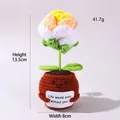 Handmade knitted potted flower doll with positive quote card, 13.5cm height - Positive Potted-Gradient Light Yellow