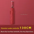 Wine red automatic folding umbrella with 130cm large diameter and UV protection - Extra Large 10 Ribs - X Series / Burgundy