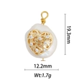 Detail of baroque pearl pendant with golden heart zircon inlay showing 19.3mm height - DZ-1384 Hollow Heart Clear Zirconia