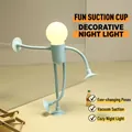 Mini luce notturna robot verde menta regolabile con ventose per posizionamento creativo - Uomo lampadina a ventosa / Blu