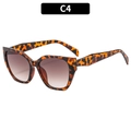 Fashionable oversized cat-eye sunglasses with classic C4 brown tortoiseshell frame - Leopard Frame Gradient Tea Lens