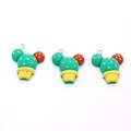 Pendentifs cactus mignons en résine verte avec pots jaunes et oreilles rouges pour bijoux - Cactus en Pot