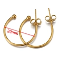 Golden 20mm C-shaped stainless steel earrings with ball ends and 18k gold plating - Gold-Smooth-20mm