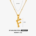Collier en acier inoxydable doré avec pendentif initiale lettre F style bambou - Lettre F (Or)