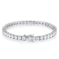 Classic silver tennis bracelet with round-cut sparkling cubic zirconia and secure clasp - 6 Inches - 15CM / Silver