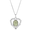 Collier en argent avec pendentif coeur en aventurine verte et détails ornementaux - Aventurine Vert Clair