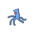 Cartoon enamel pin with sky blue finish and unique pink button eye detail on white background - Sky Blue (QHXZ1937)
