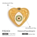 Golden stainless steel heart-shaped evil eye pendant with 19mm size measurements - PJ92404-Evil Eye Heart