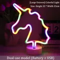Rainbow LED unicorn neon light, 32x23cm size, dual power by USB or battery - Big Unicorn Multicolor