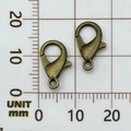 Antique bronze zinc alloy lobster clasp 12mm size detail shown on metric scale grid - 14mm / Antique Bronze