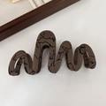 Matte coffee brown wave hair claw clip with black marble pattern for women - Wave Brown