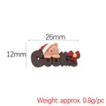 Accessorio fai-da-te Cookie in resina marrone, orso di Natale, lunghezza 26mm - Etichetta con Lettera Fiore Rosso-COOKIE